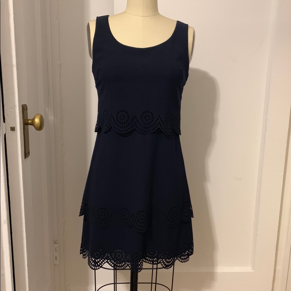 Lazer-cut 3 Tier Scoop Neck Dress